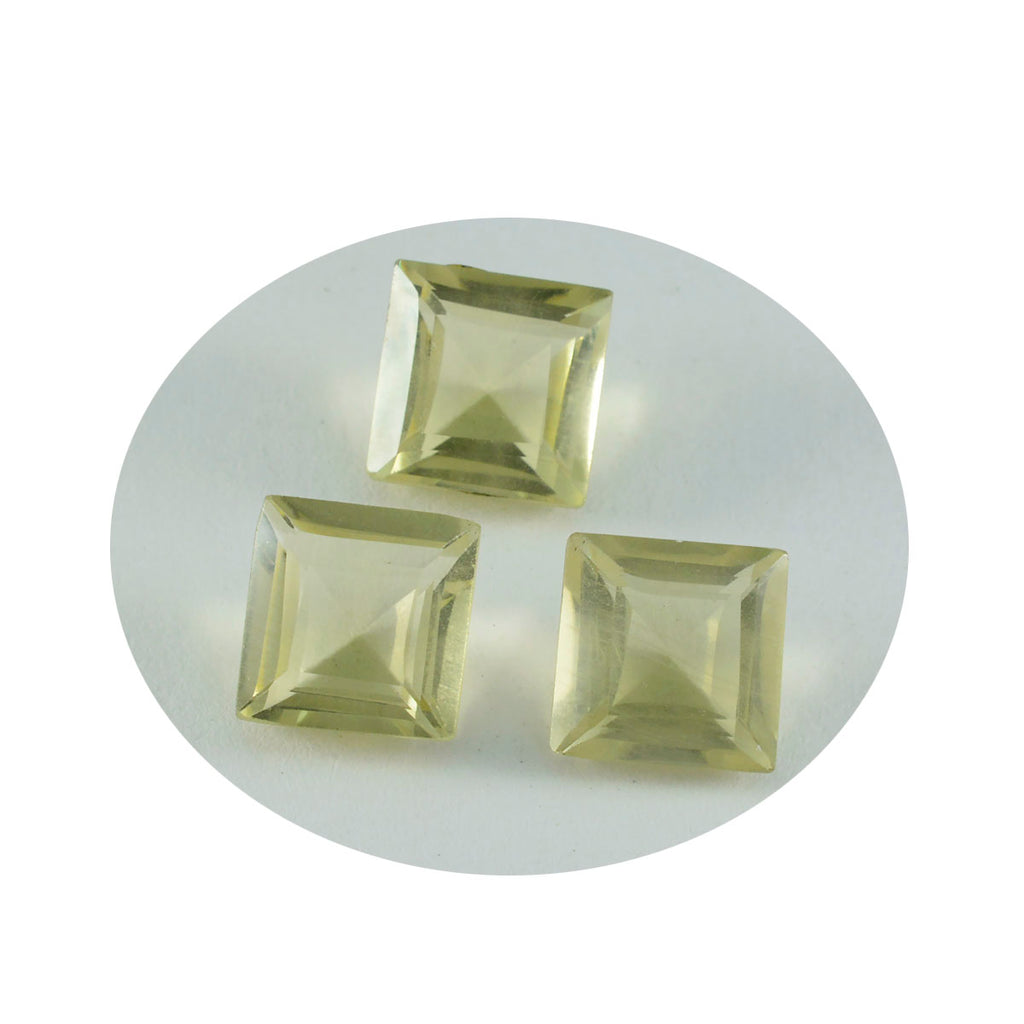 Lemon Quartz 1PC Large 11x11 MM Square Faceted Yellow Fine Semi Precious Gems