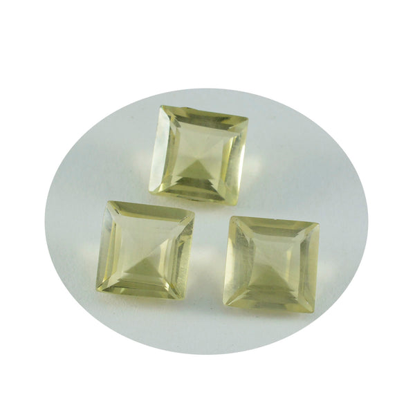 Lemon Quartz 1PC Large 11x11 MM Square Faceted Yellow Fine Semi Precious Gems