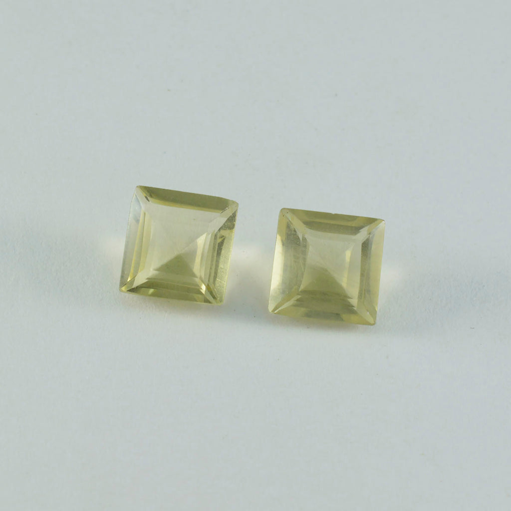Lemon Quartz 1PC Chunky 13x13 MM Square Faceted Yellow Natural Semi Precious Loose Gemstone