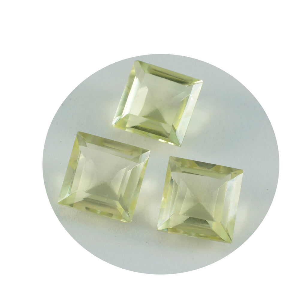 Lemon Quartz 1PC Chunky 13x13 MM Square Faceted Yellow Natural Semi Precious Loose Gemstone