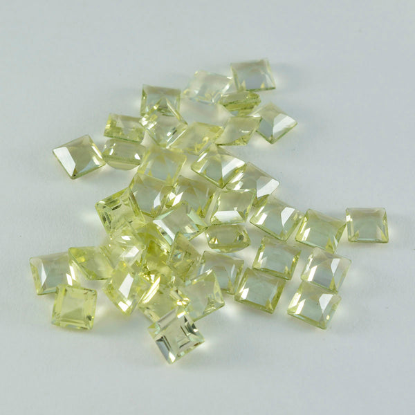 Lemon Quartz 1PC Tiny 5x5 MM Square Faceted Yellow Sparkling Semi Precious Loose Gemstone