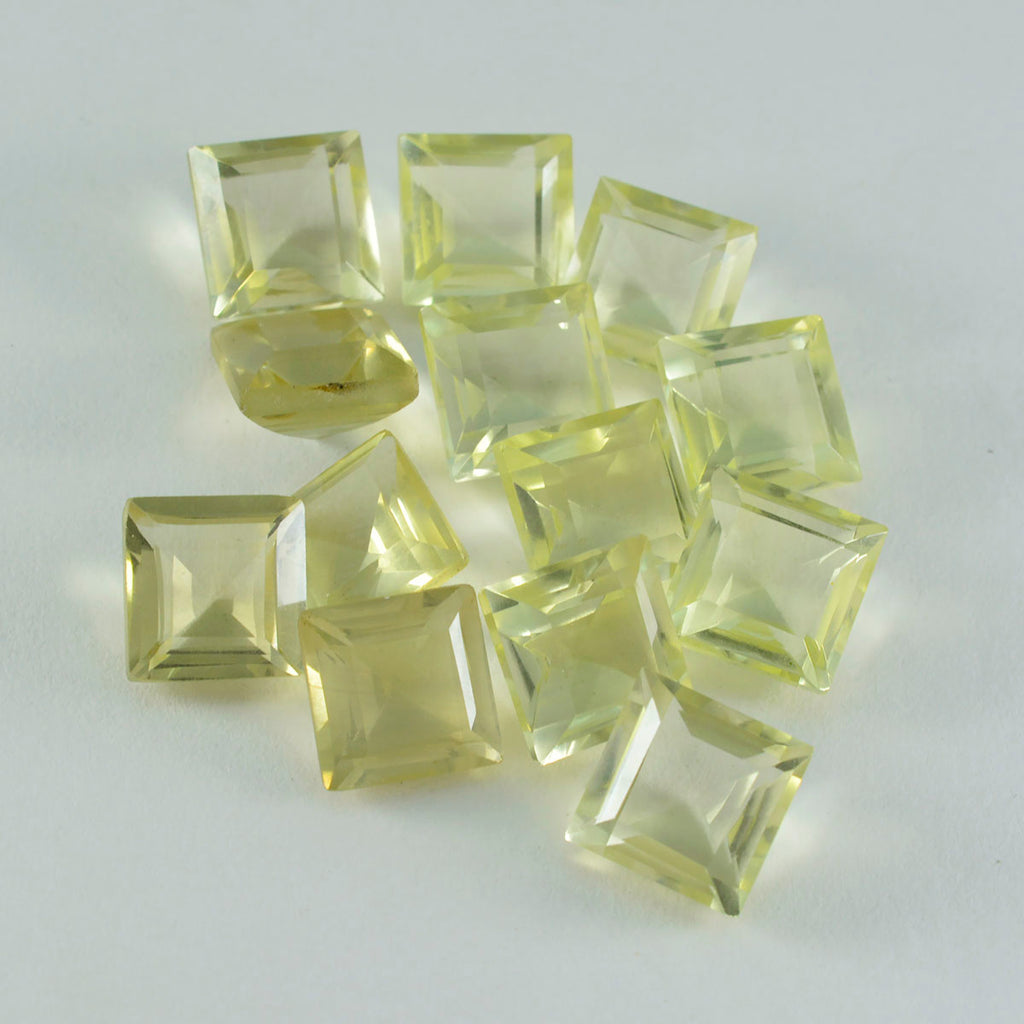 Lemon Quartz 1PC Small 8x8 MM Square Faceted Yellow Luster Semi Precious Loose Gems