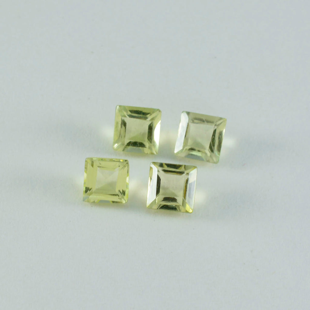Lemon Quartz 1PC Tiny 5x5 MM Square Faceted Yellow Sparkling Semi Precious Loose Gemstone