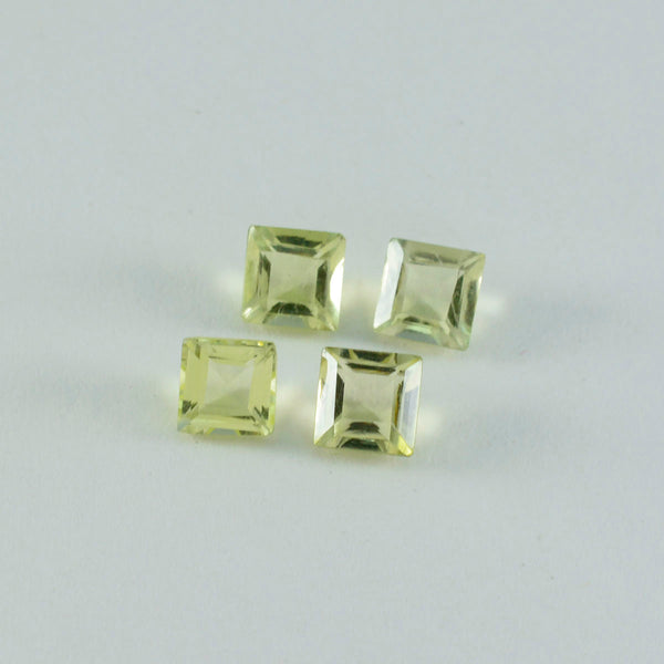 Lemon Quartz 1PC Tiny 5x5 MM Square Faceted Yellow Sparkling Semi Precious Loose Gemstone