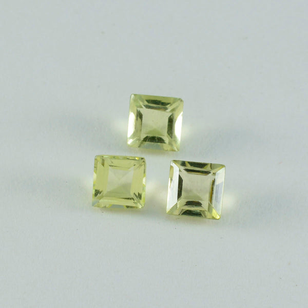 Lemon Quartz 1PC Small 8x8 MM Square Faceted Yellow Luster Semi Precious Loose Gems