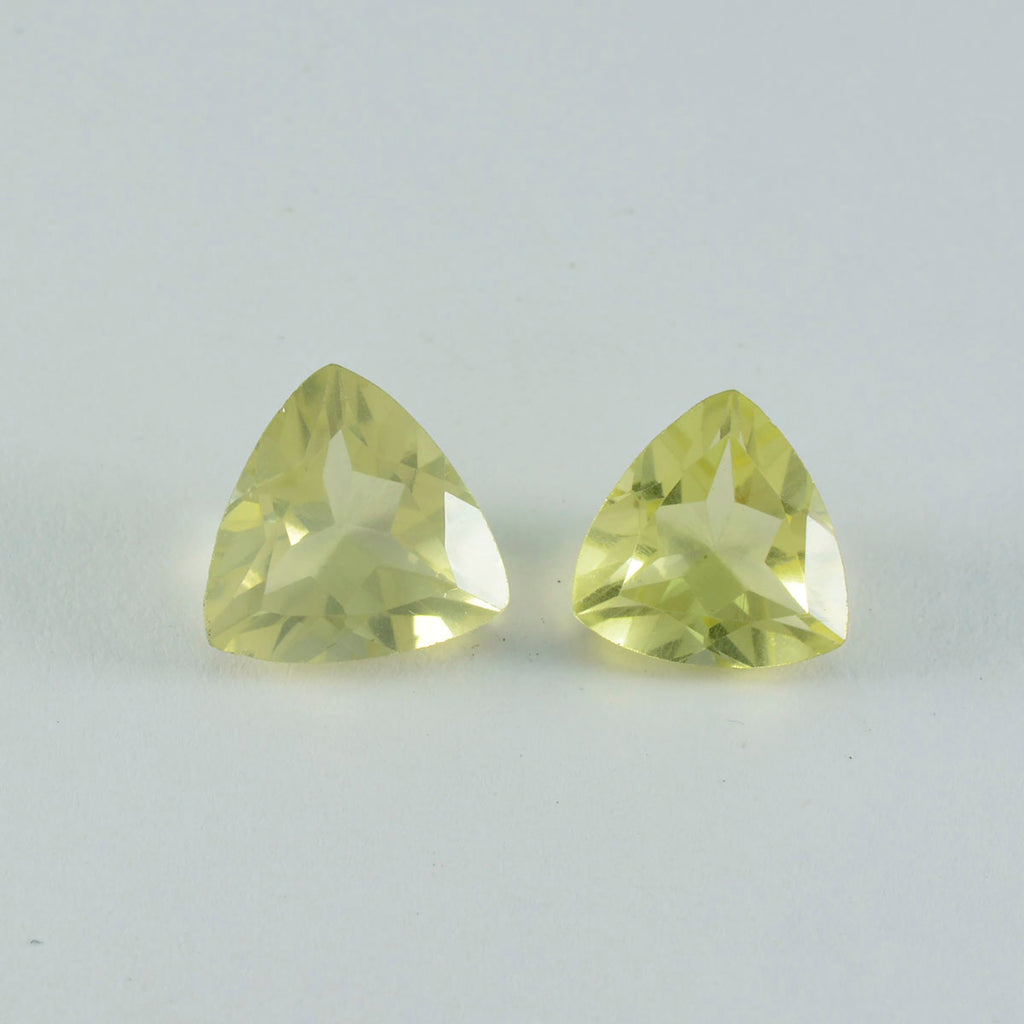 Lemon Quartz 1PC Medium 9x9 MM Triangle Faceted Yellow Lustrous Semi Precious Loose Gemstone