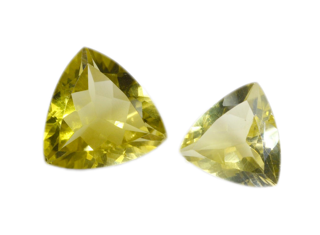 Lemon Quartz 1PC Chunky 14x14 MM Triangle Faceted Yellow Genuine Semi Precious Loose Gemstones