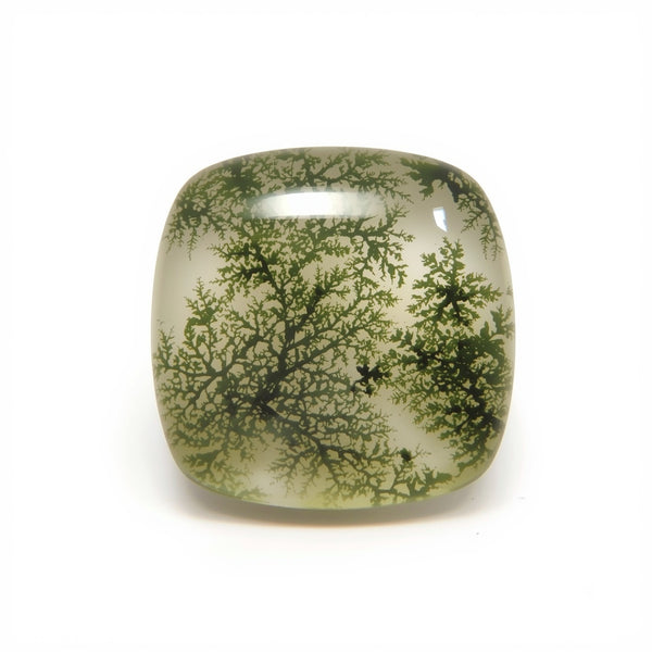Moss Agate 1PC Small 8x8 MM Cushion Cabochon Green Natural semi Precious Semi Precious Gemstone