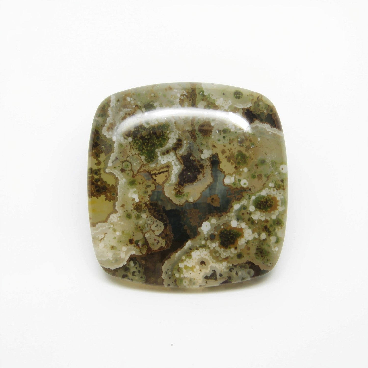 Moss Agate 1PC Medium 9x9 MM Cushion Cabochon Green Genuine semi Precious Precious Gemstone Main image