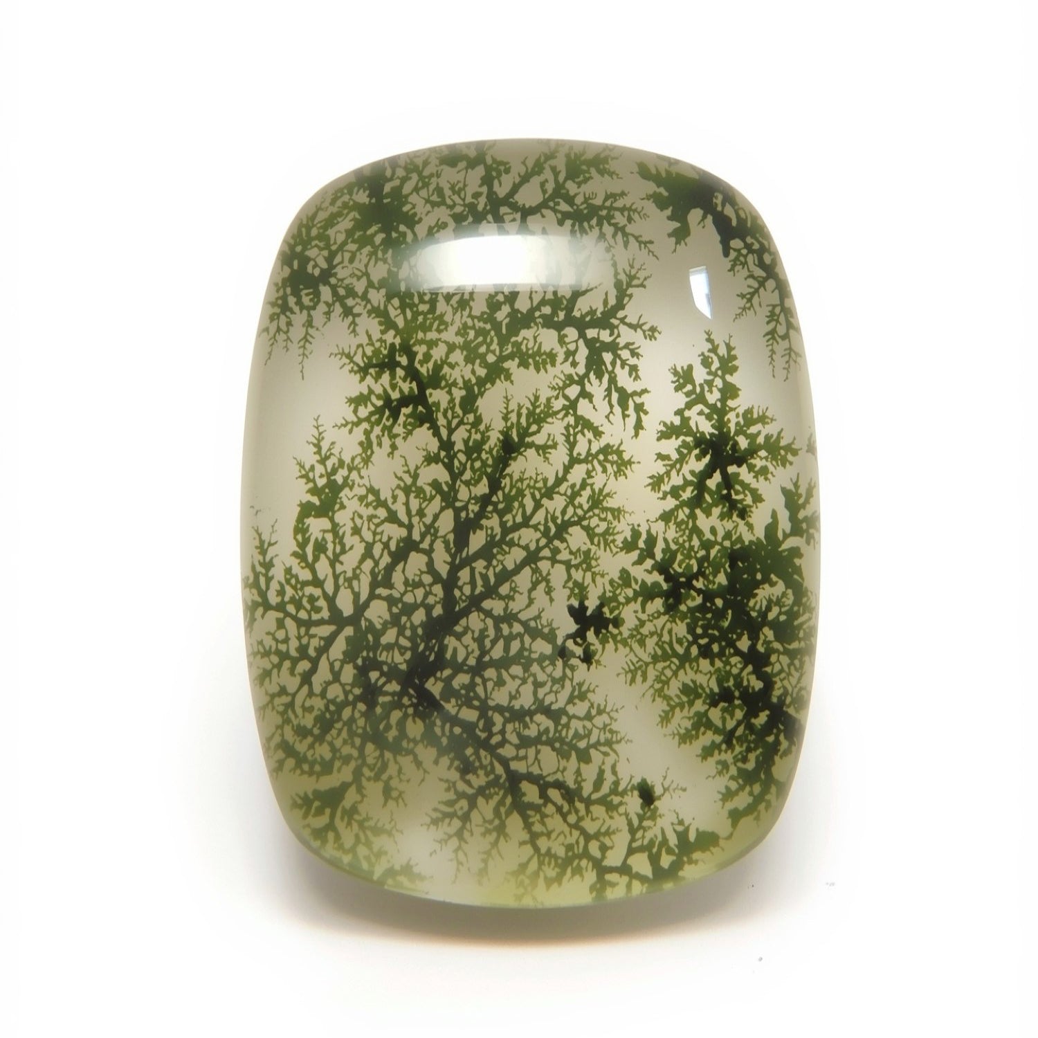 Moss Agate 1PC Small 7x9 MM Emerald Cabochon Green Genuine semi Precious Loose Gems