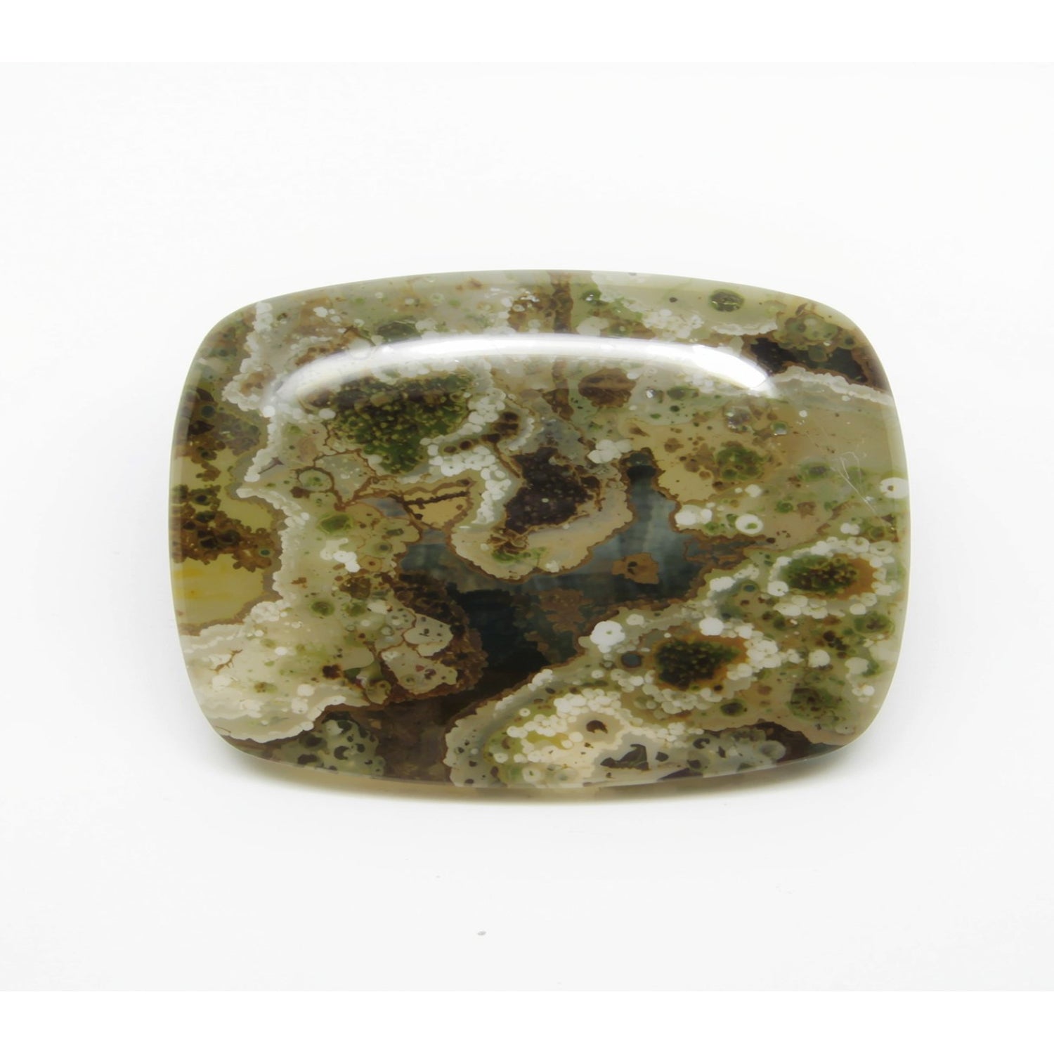 Moss Agate 1PC Large 9x11 MM Emerald Cabochon Green Fiery semi Precious Semi Precious Gemstone