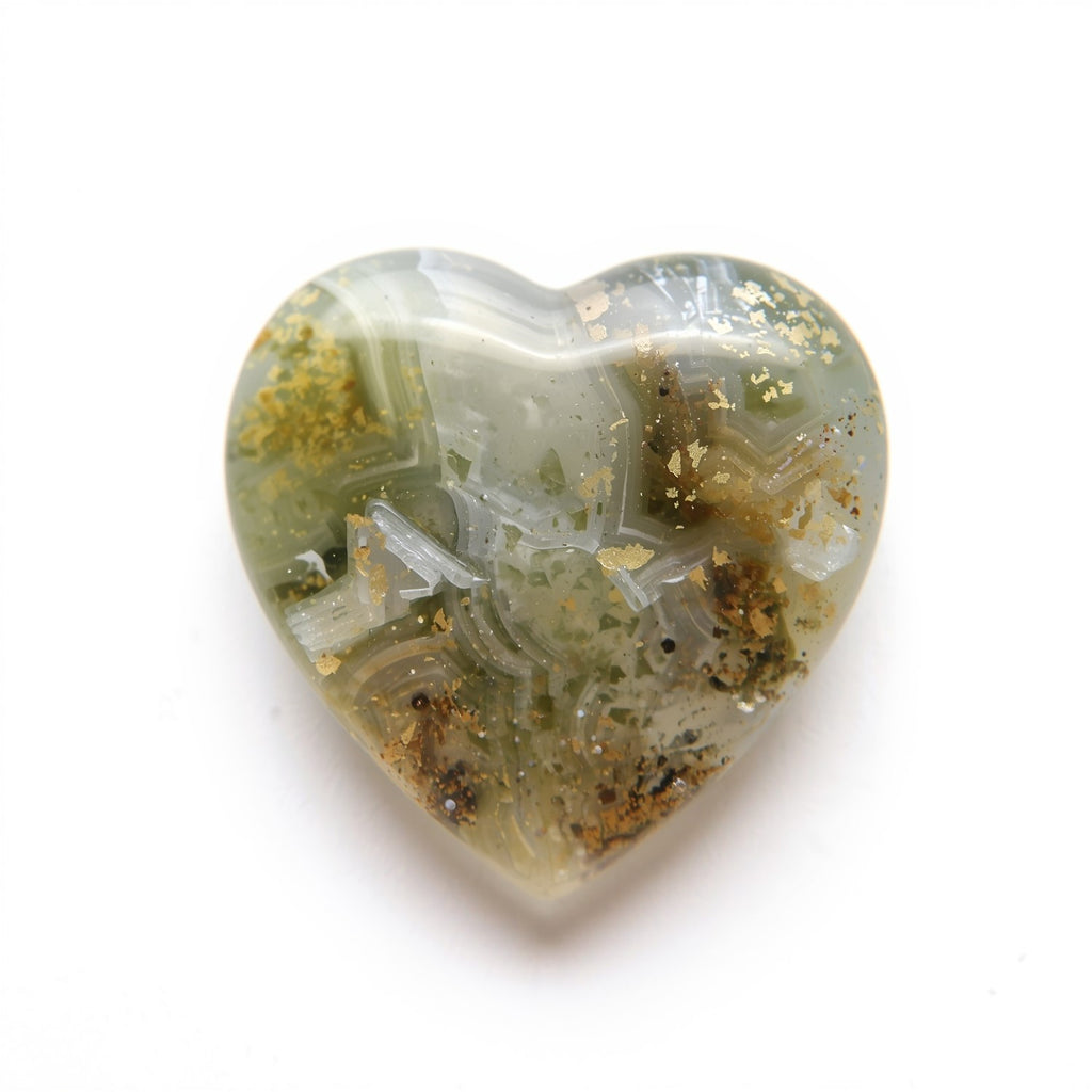 Moss Agate 1PC Medium 9x9 MM Heart Cabochon Green Lustrous semi Precious Gems