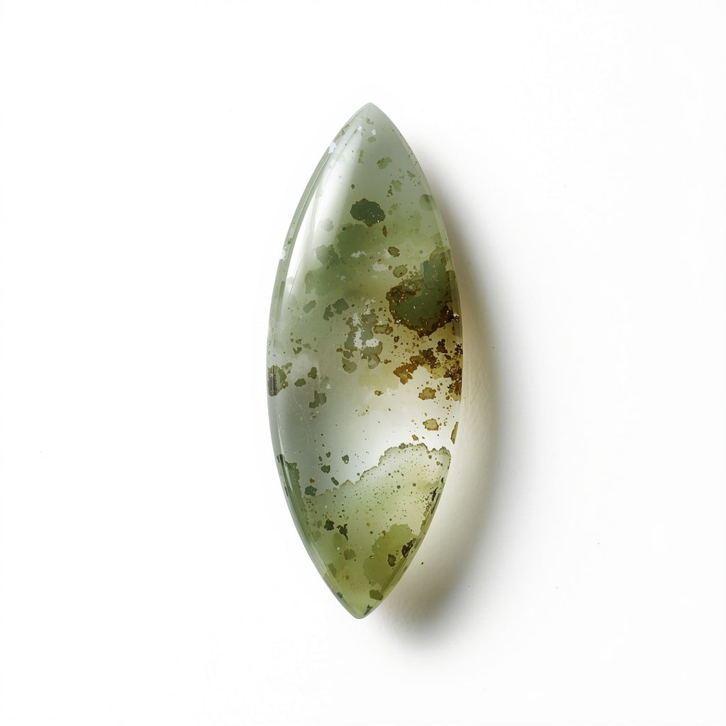 Moss Agate 1PC Small 5x10 MM Marquise  Cabochon Green Genuine semi Precious Loose Gemstones