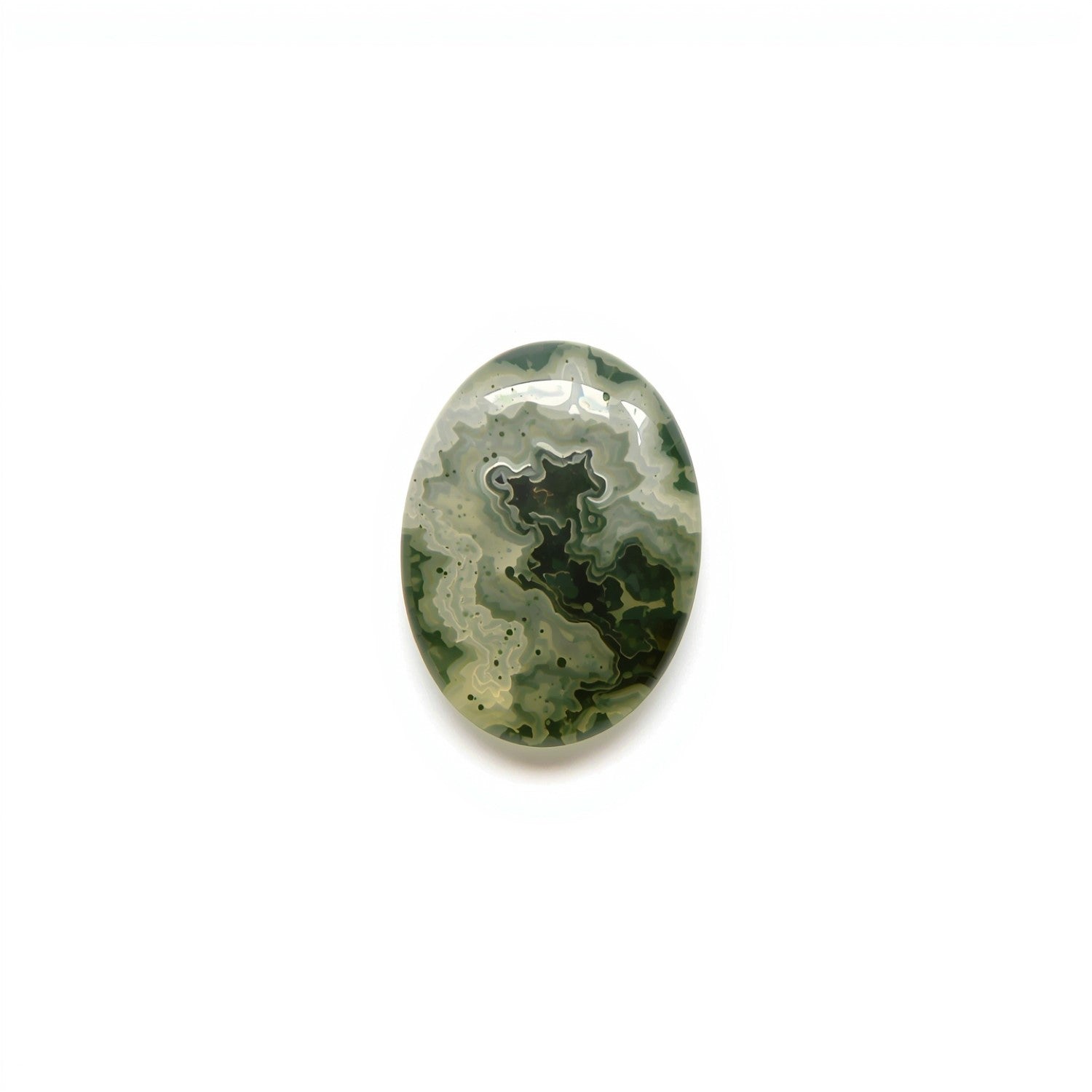 Moss Agate 10PC Tiny 3x5 MM Oval Cabochon Green Genuine semi Precious Precious Gemstone