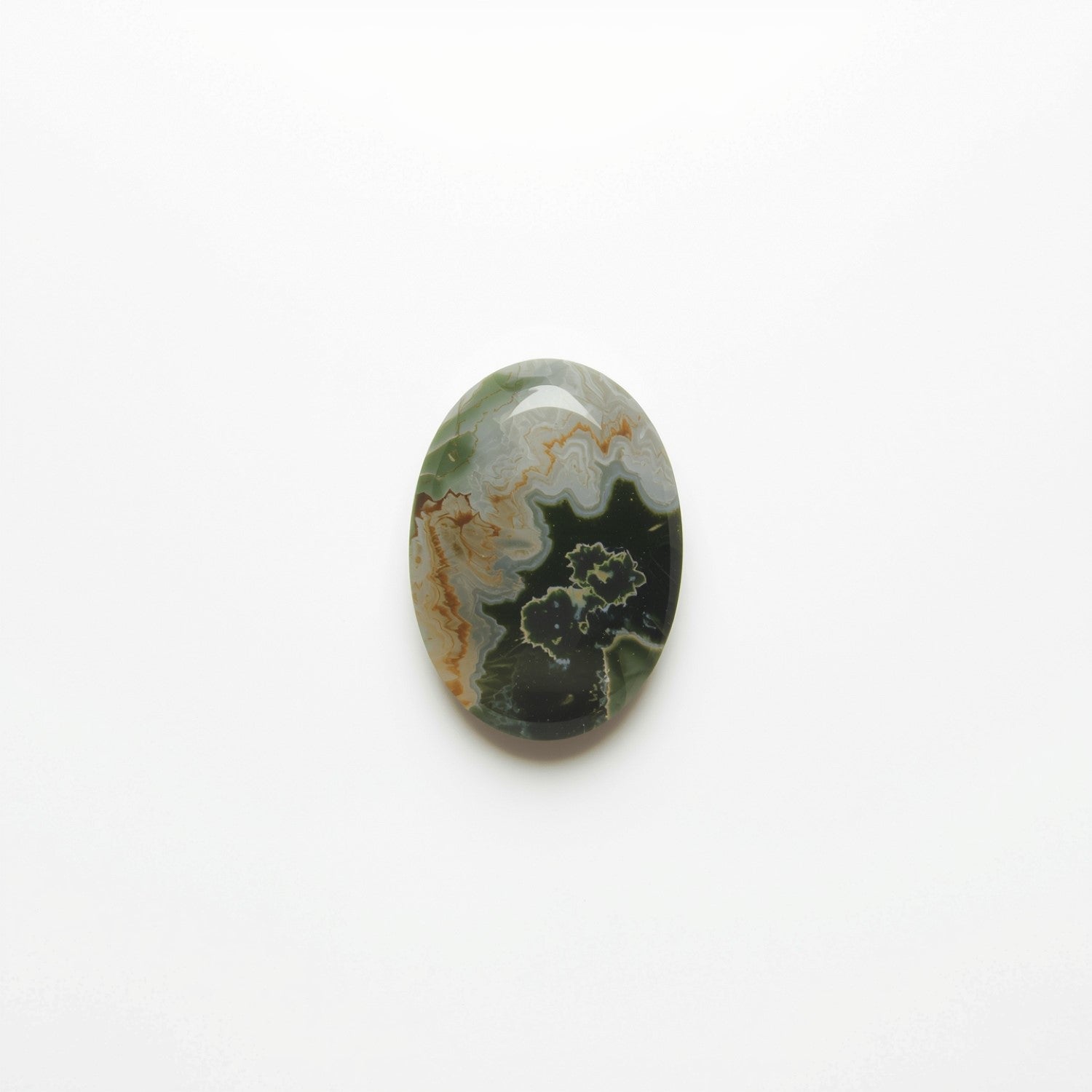 Moss Agate 1PC Small 6x8 MM Oval Cabochon Green Fiery semi Precious Loose Gemstone Huvudsaklig produktbild