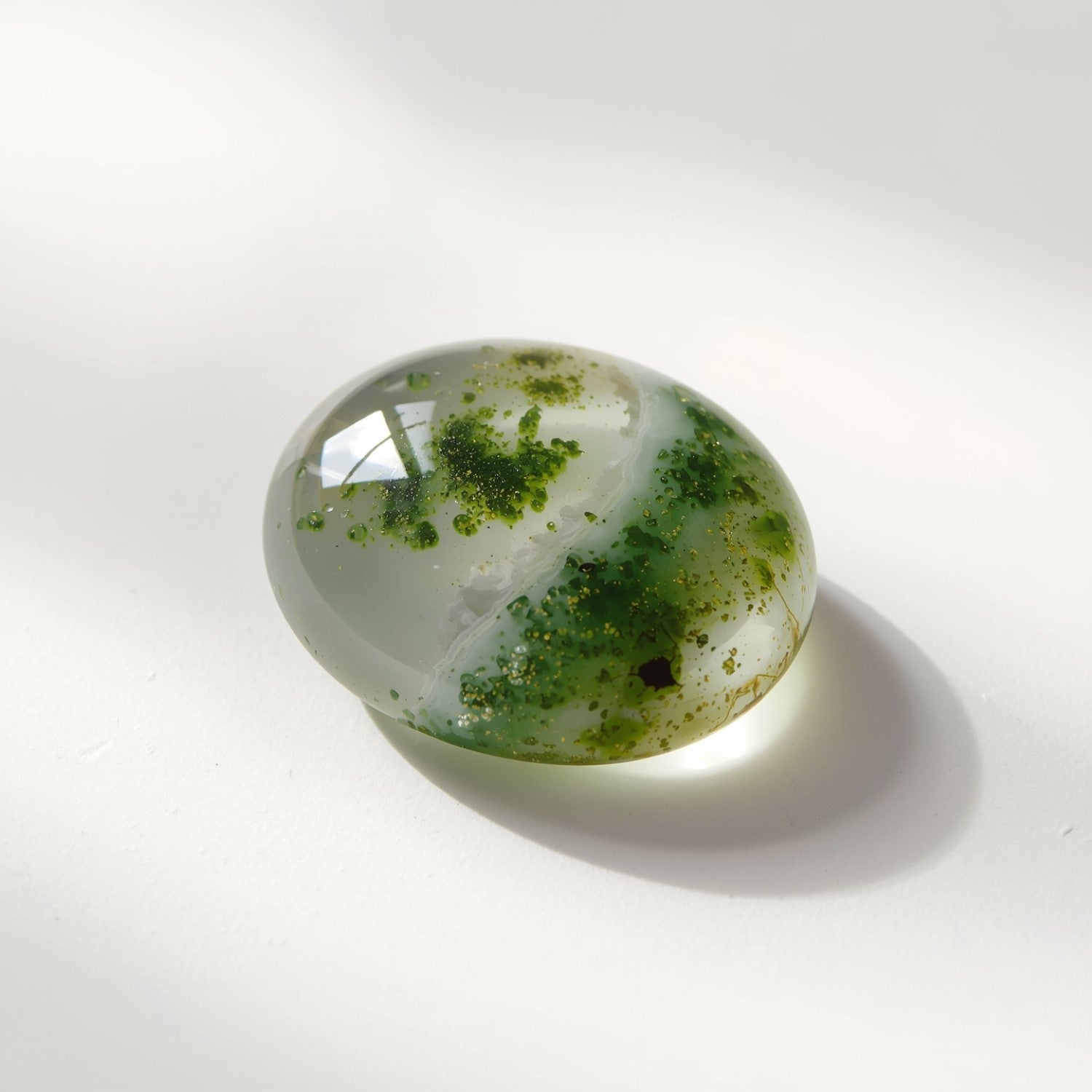 Moss Agate 1PC Small 6x9 MM Oval Cabochon Green Brilliant semi Precious Loose Gemstones Secondary image