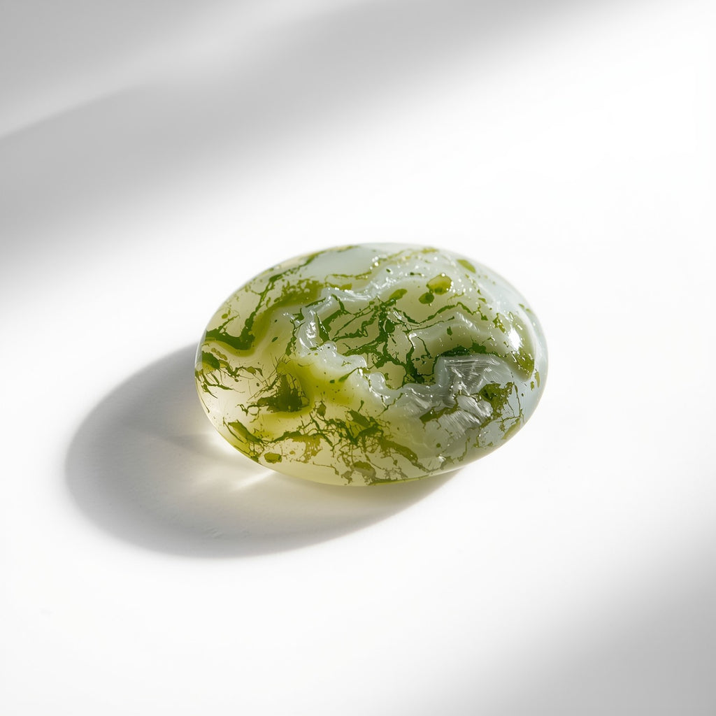 Moss Agate 1PC Medium 7x10 MM Oval Cabochon Green Polished semi Precious Precious Gemstone