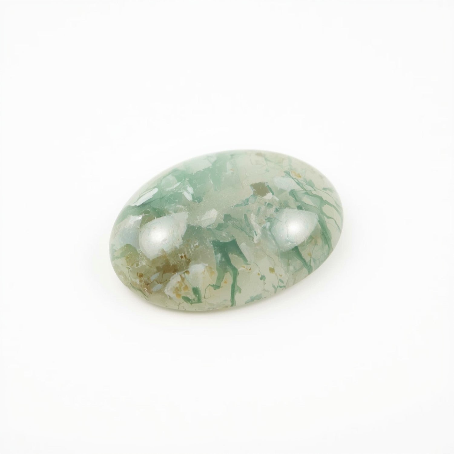 Moss Agate 1PC Medium 7x10 MM Oval Cabochon Green Polished semi Precious Precious Gemstone