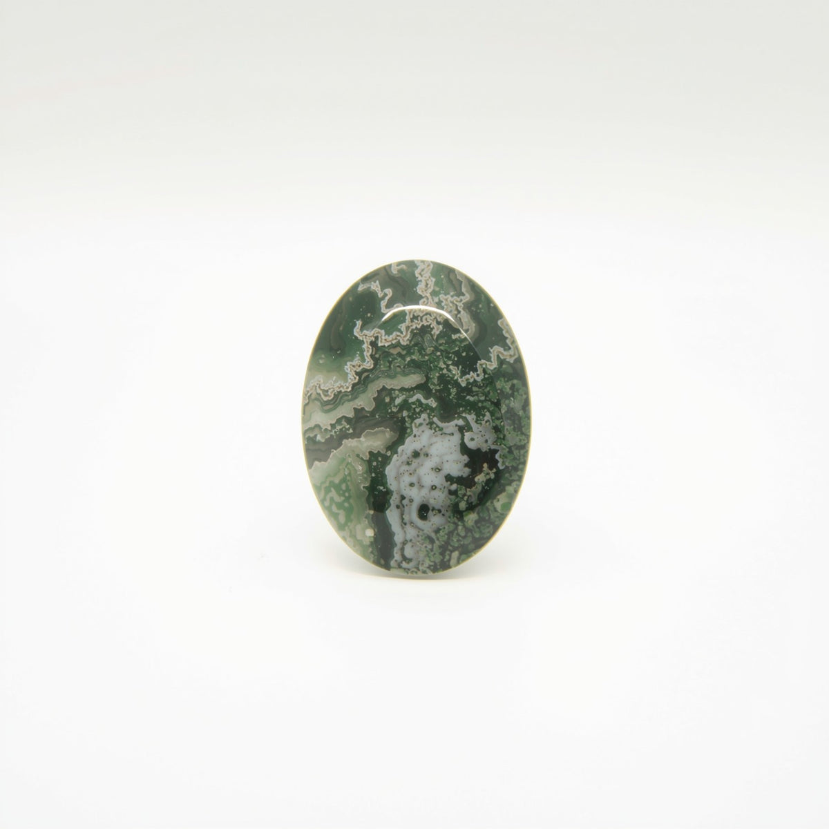 Moss Agate 1PC Medium 8x10 MM Oval Cabochon Green Splendid semi Precious Gems