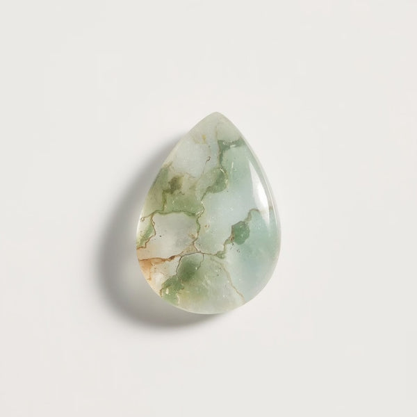 Moss Agate 1PC Small 6x8 MM Pear Cabochon Green Luster semi Precious Loose Gems