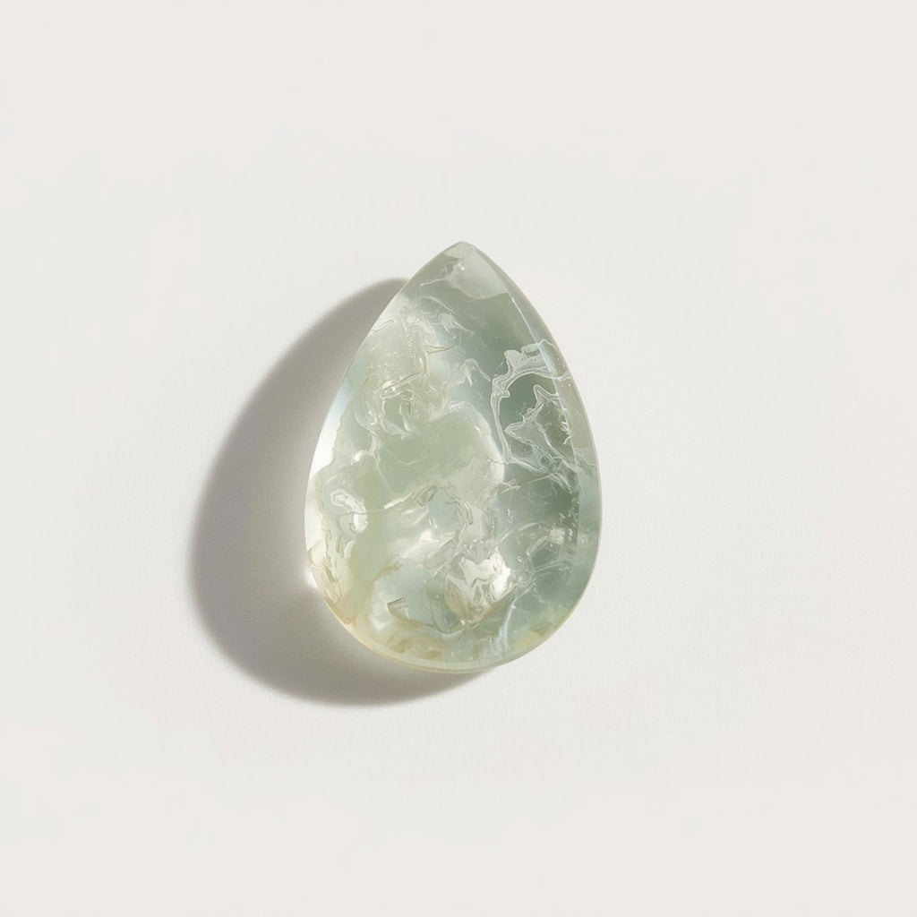 Moss Agate 1PC Small 7x9 MM Pear Cabochon Green Shine semi Precious Loose Gemstones