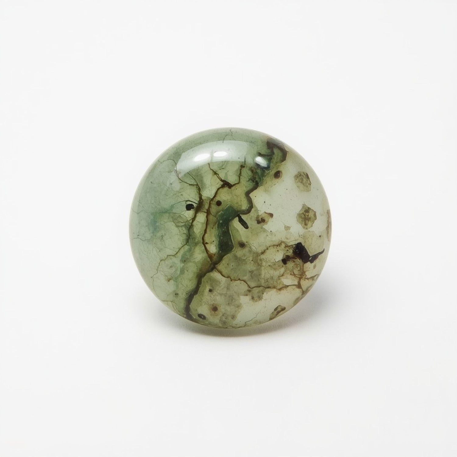 Moss Agate 1PC Tiny 6x6 MM Round Cabochon Green Sparkling semi Precious Loose Gemstone Hoofdafbeelding