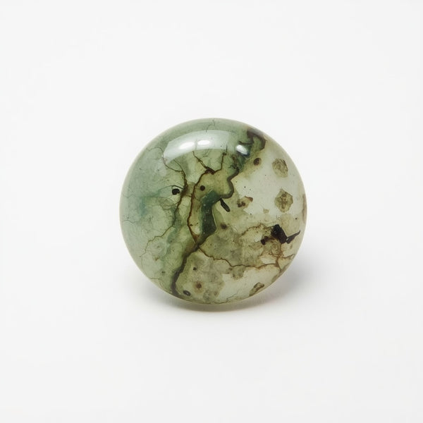 Moss Agate 1PC Medium 9x9 MM Round Cabochon Green Luster semi Precious Precious Gemstone