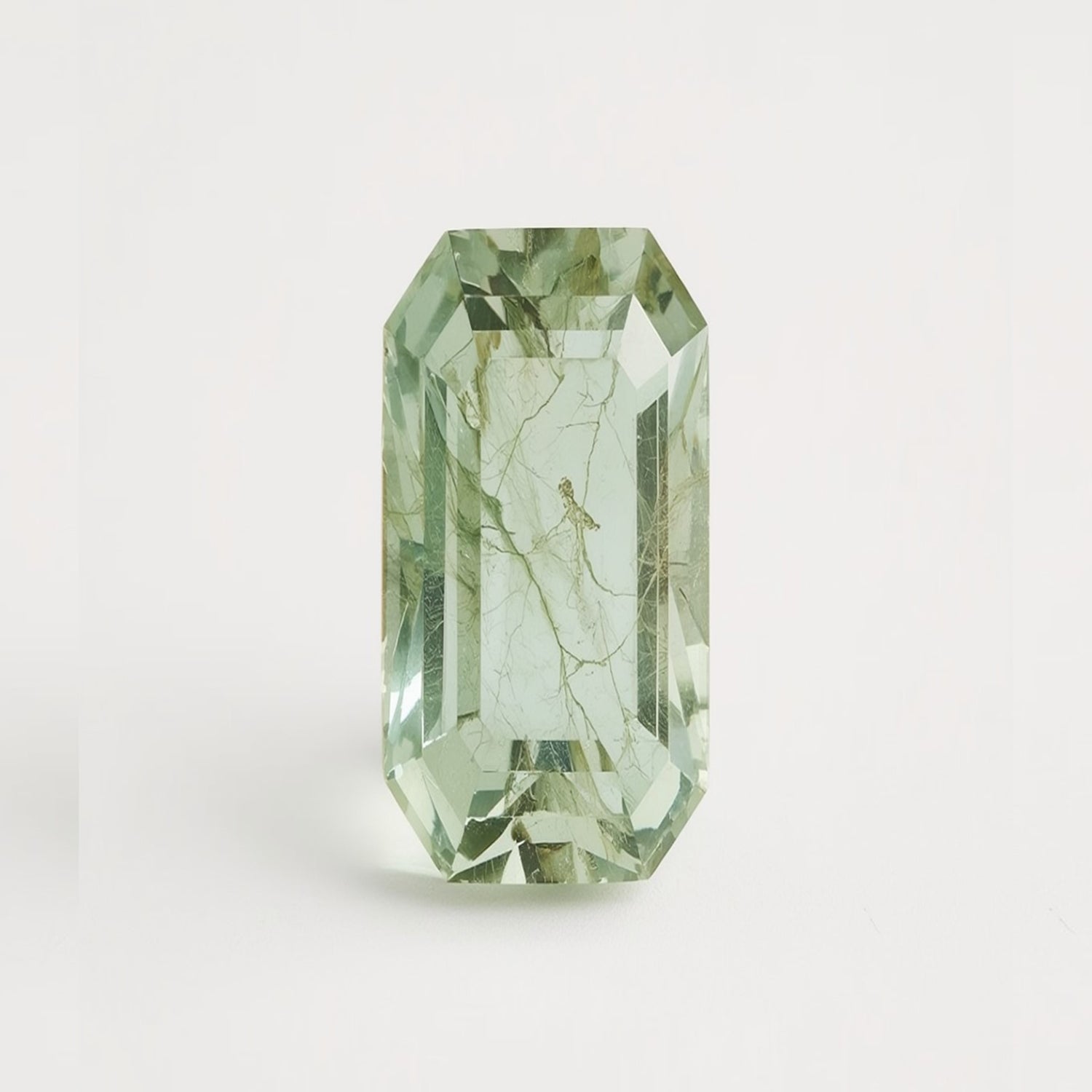 Moss Agate 1PC Chunky 10x20 MM Baguette Faceted Green Luster Semi Precious Loose Gemstones メイン画像