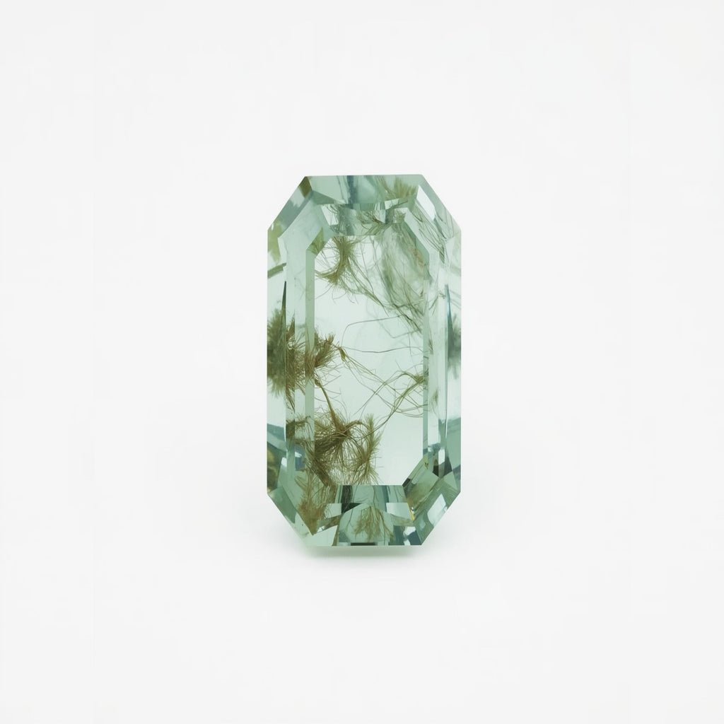 Moss Agate 1PC Small 5x10 MM Baguette Faceted Green Brilliant Semi Precious Loose Gemstones