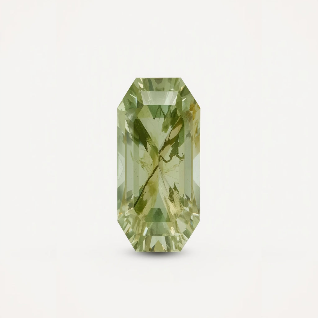 Moss Agate 1PC Small 6x12 MM Baguette Faceted Green Sparkling Semi Precious Gems