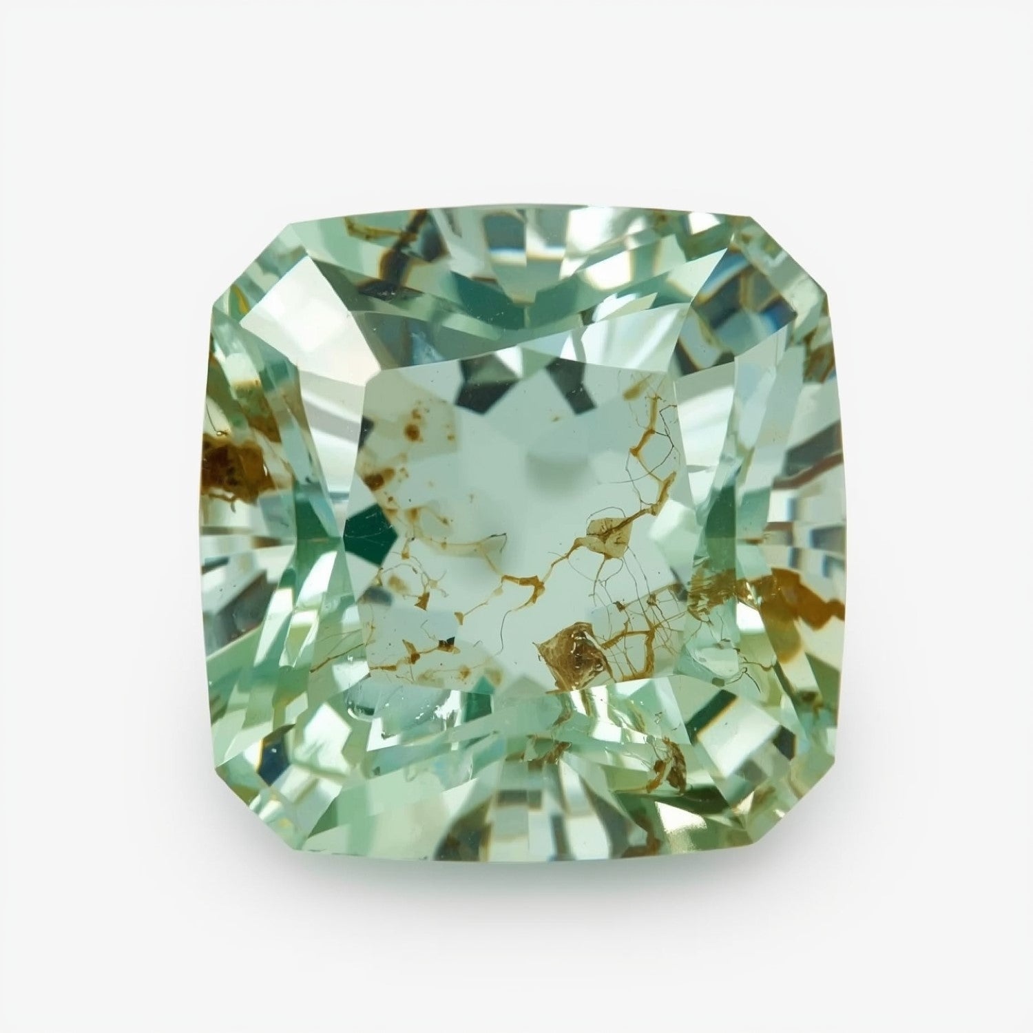 Moss Agate 1PC Large 10x10 MM Cushion Faceted Green Shine Semi Precious Loose Gems