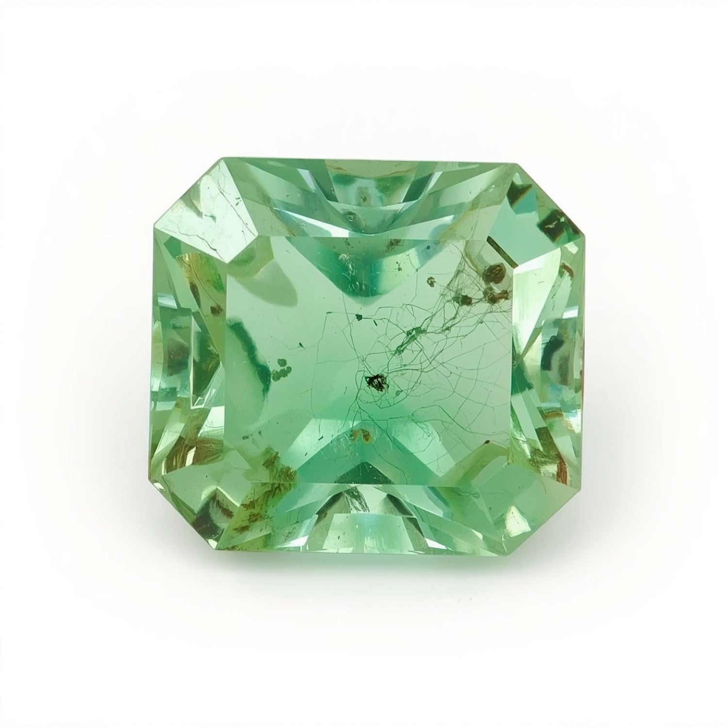 Moss Agate 1PC Large 11x11 MM Cushion Faceted Green Fine Semi Precious Loose Gemstone Imagen principal del producto