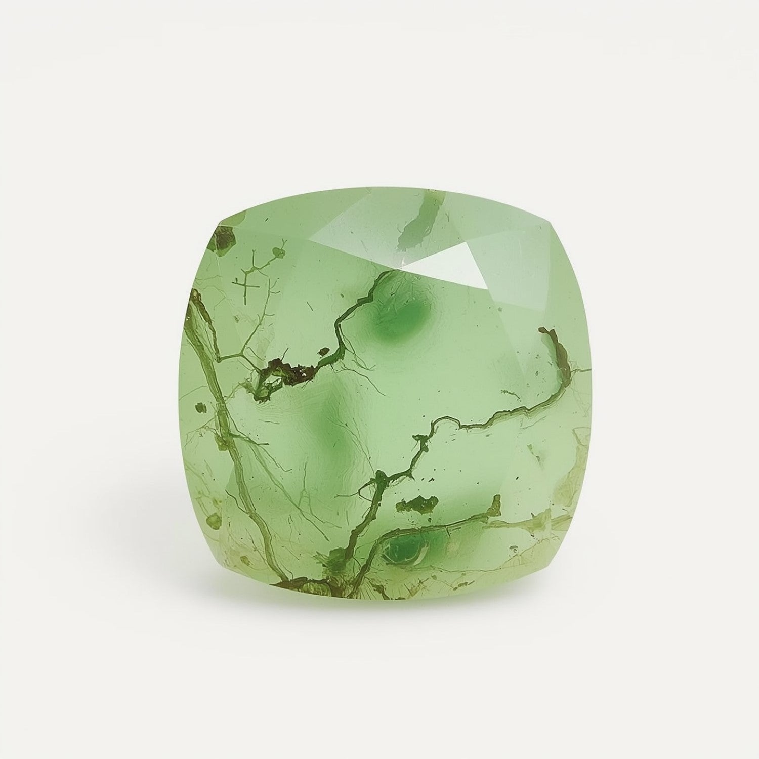 Moss Agate 10PC Tiny 4x4 MM Cushion Faceted Green Brilliant Semi Precious Loose Gemstones メイン画像