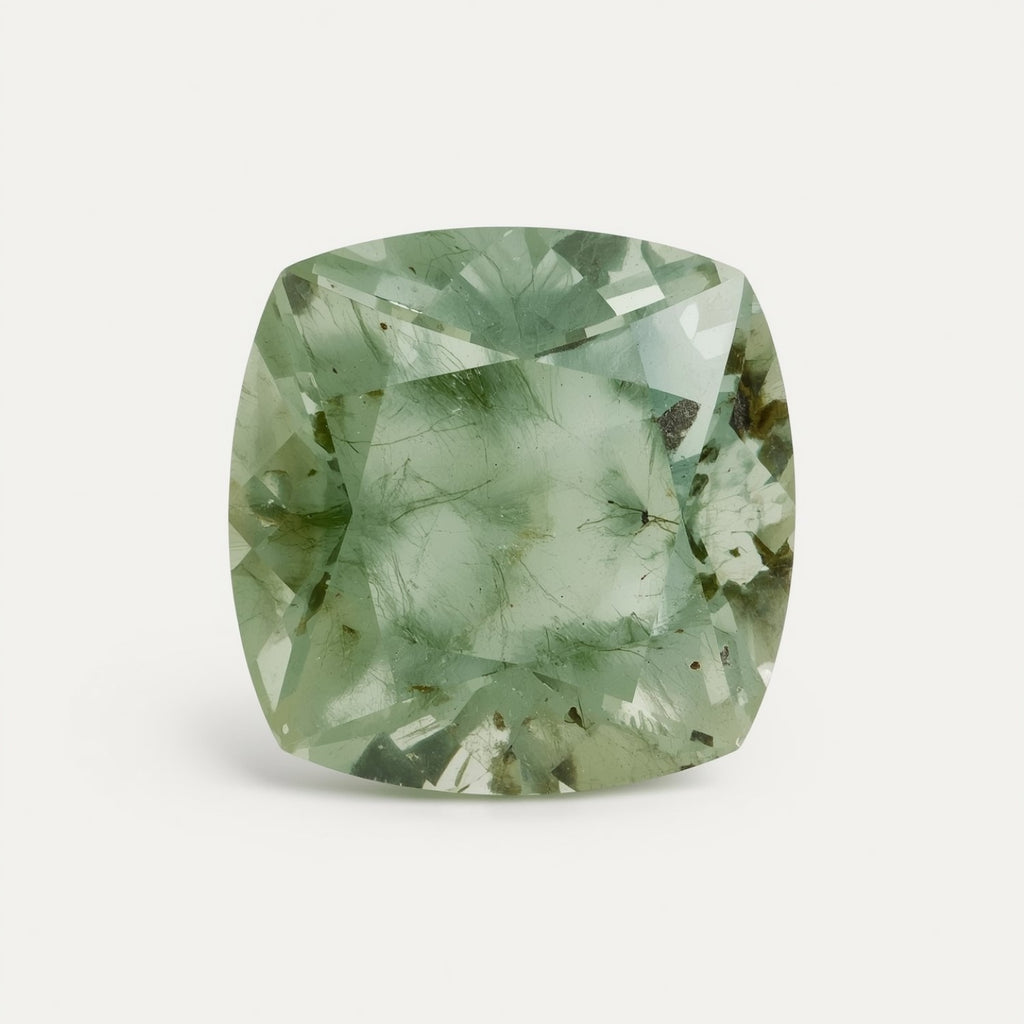 Moss Agate 1PC Medium 9x9 MM Cushion Faceted Green Lustrous Semi Precious Gems