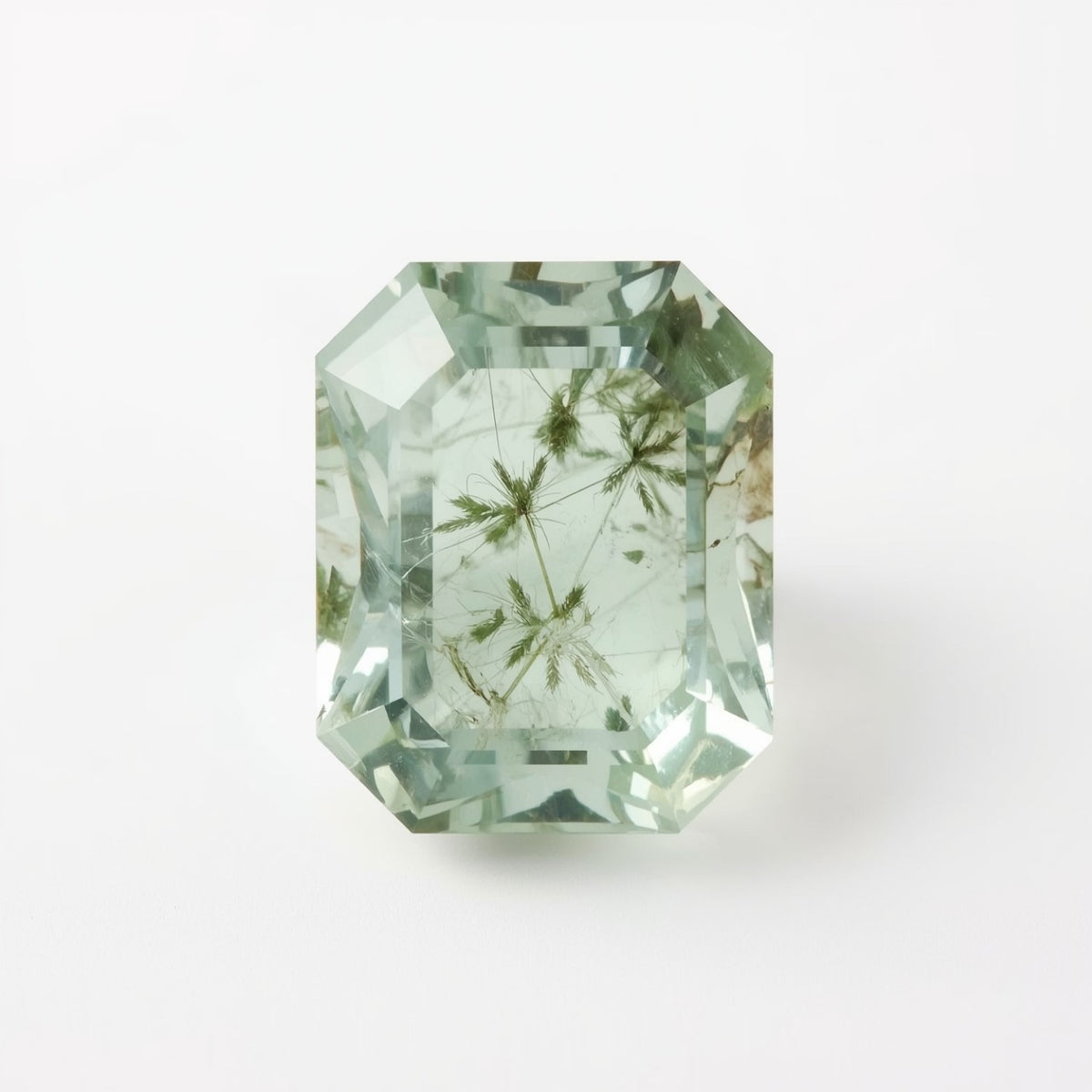 Moss Agate 1PC Large 10x14 MM Emerald Faceted Green Superior Semi Precious Gems