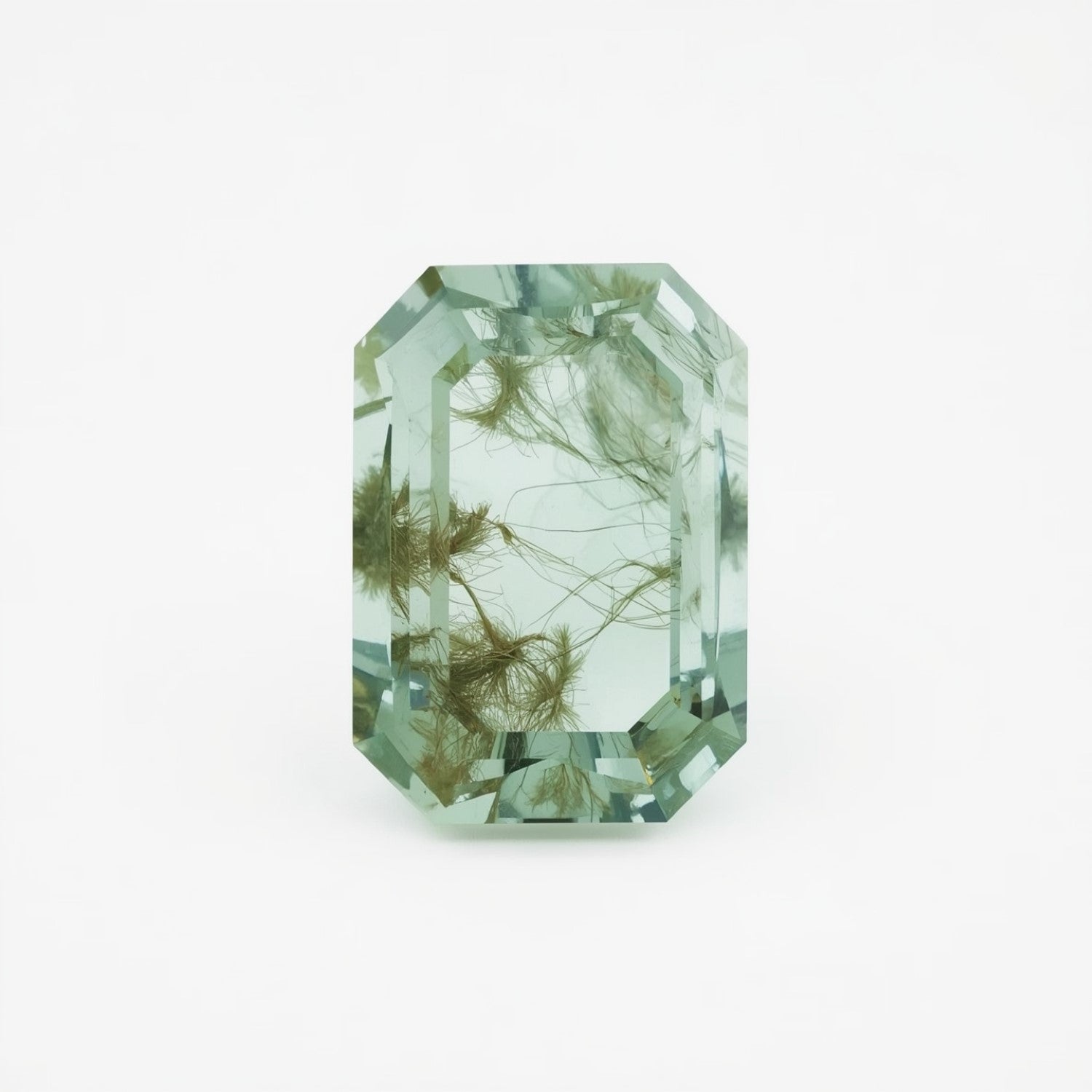 Moss Agate 1PC Large 10x14 MM Emerald Faceted Green Superior Semi Precious Gems