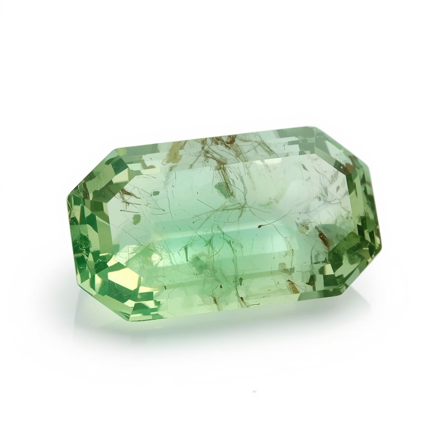 Moss Agate 1PC Small 6x9 MM Emerald Faceted Green Luster Semi Precious Loose Gems