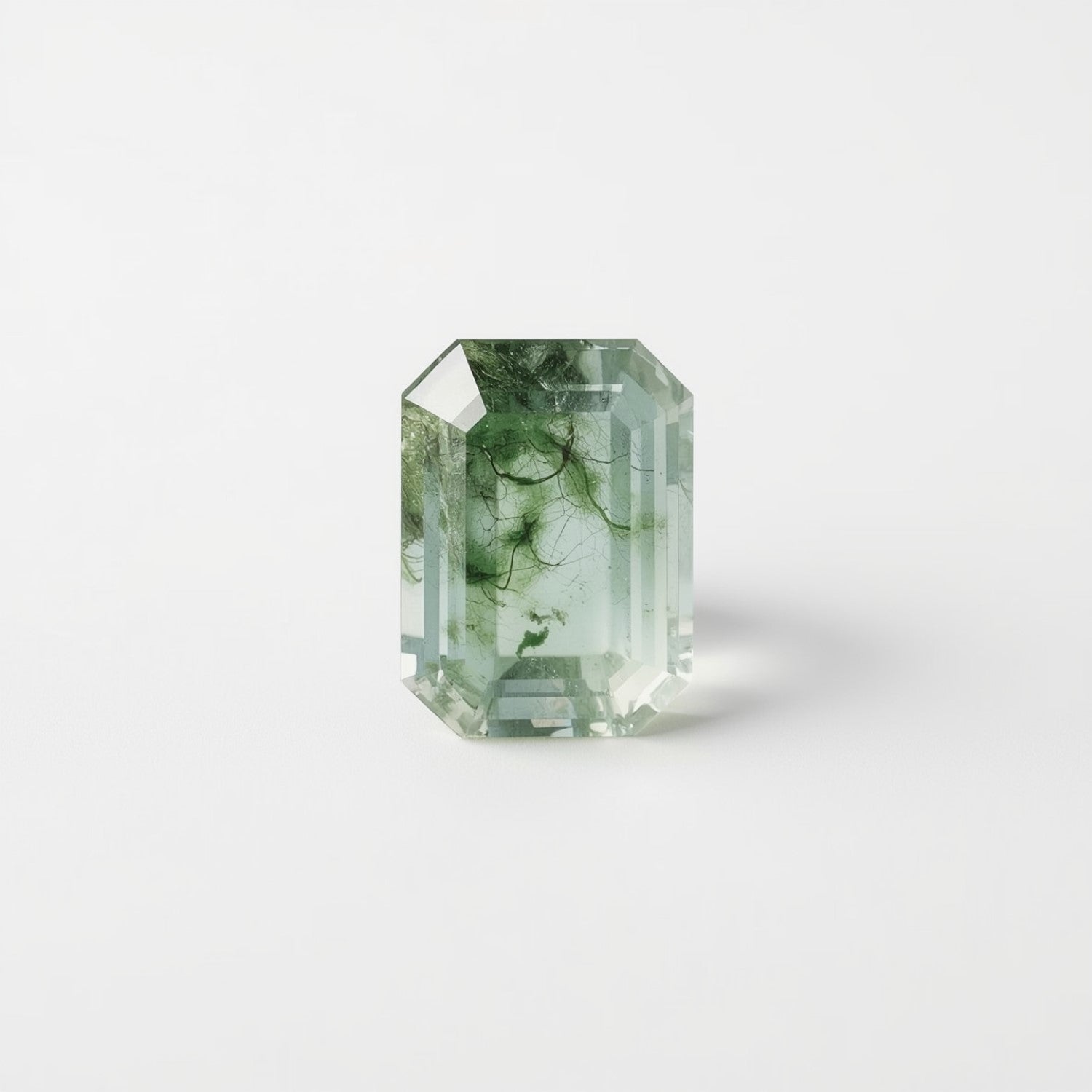 Moosachat, 1 Stück, groß, 9 x 11 mm, Smaragd, facettiert, grün, hochwertige, lose Halbedelsteine Hauptbild