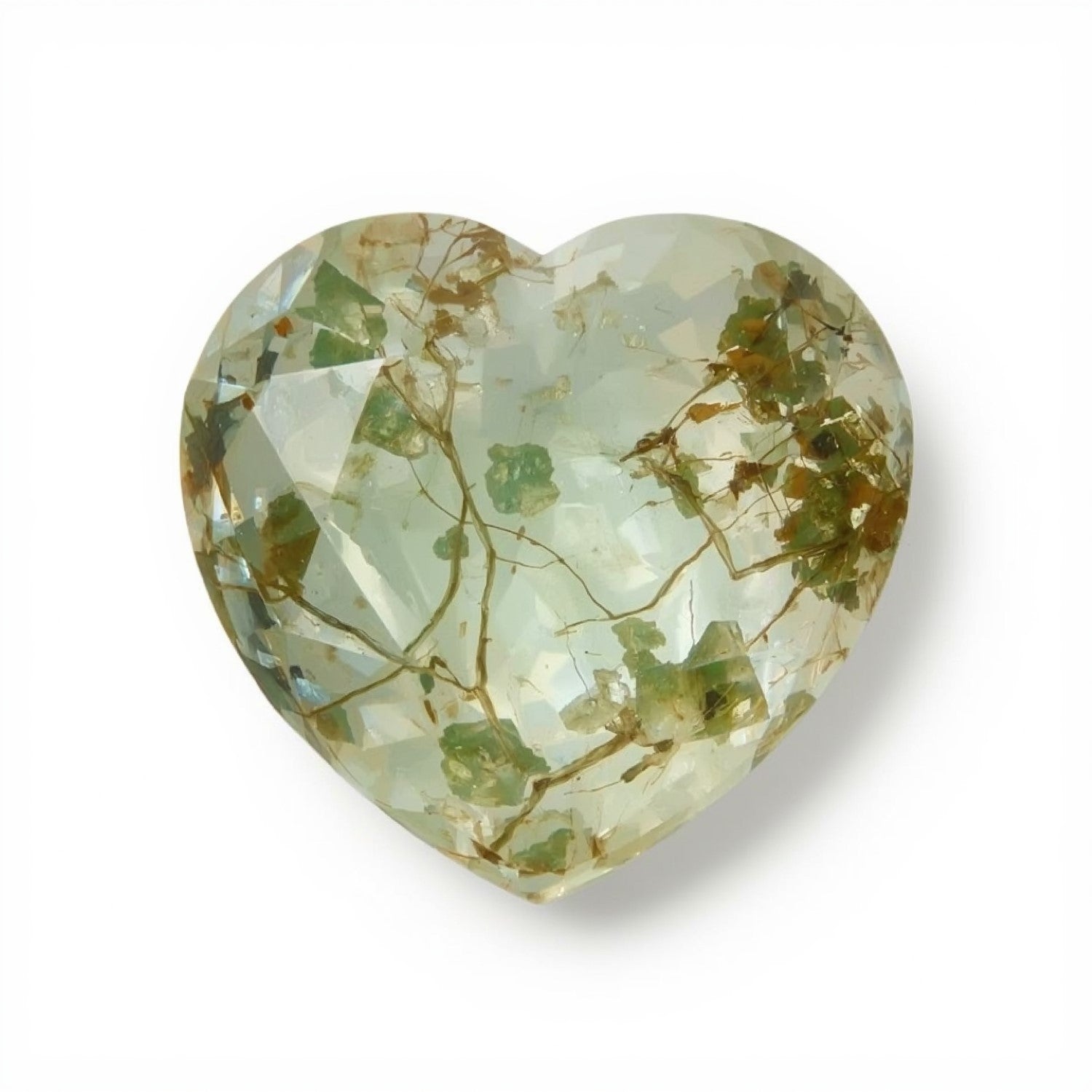 Moss Agate 1PC Large 10x10 MM Heart Faceted Green Shine Semi Precious Loose Gems