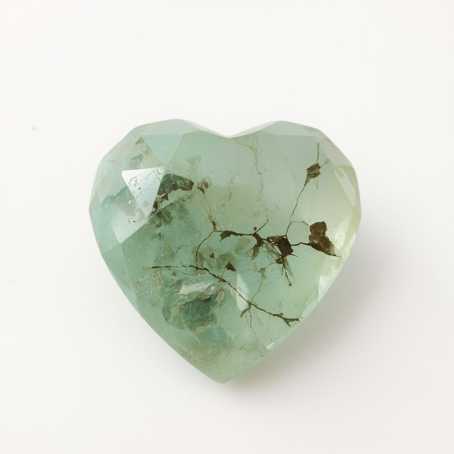 Moosachat, 1 Stück, groß, 11 x 11 mm, Herz, facettiert, grün, fein, Halbedelstein, loser Edelstein Hauptbild