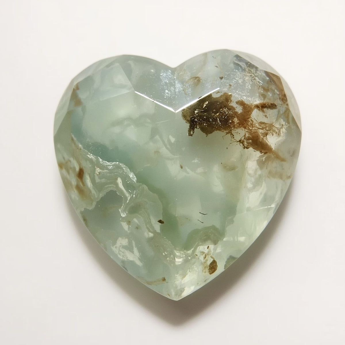 Moss Agate 1PC Chunky 15x15 MM Heart Faceted Green Superior Semi Precious Loose Gemstone