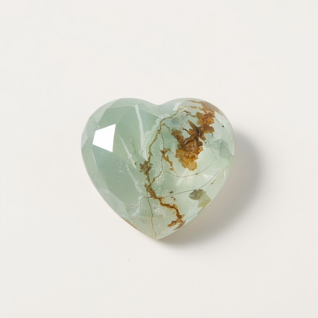 Moss Agate 1PC Small 8x8 MM Heart Faceted Green Luster Semi Precious Loose Gemstones