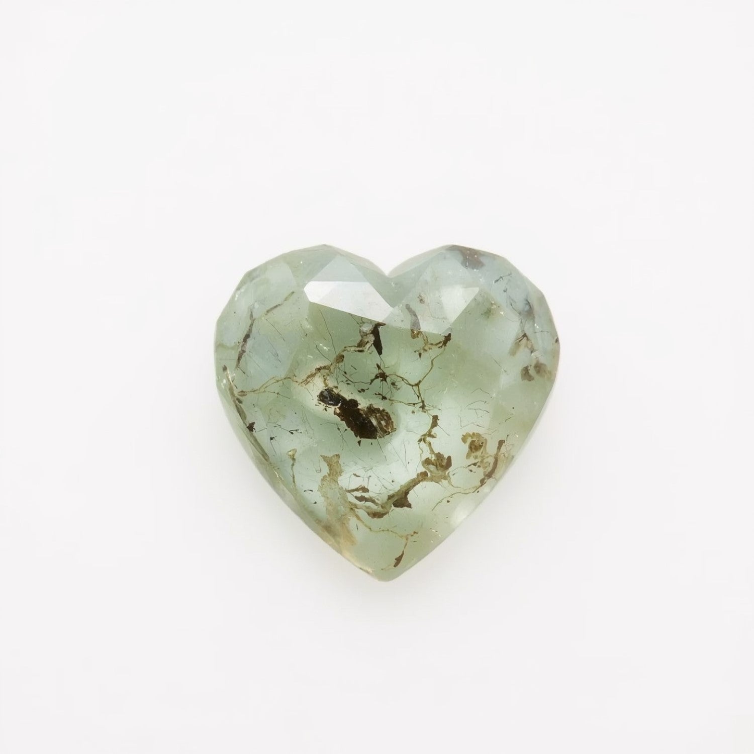 Moss Agate 1PC Medium 9x9 MM Heart Faceted Green Lustrous Semi Precious Gems