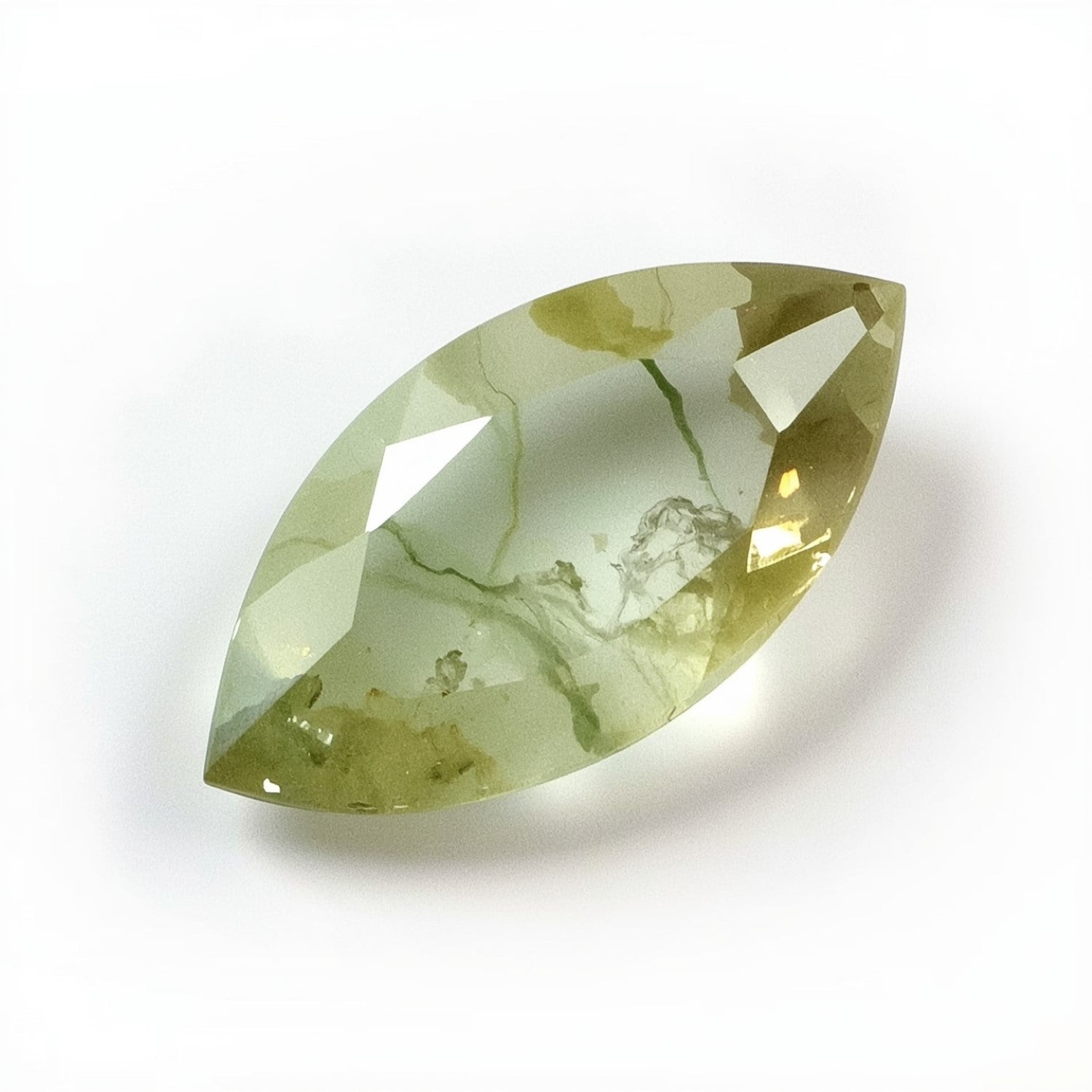 Moosachat, 1 Stück, grob, 10 x 20 mm, Marquise-Optik, facettiert, grün, reine Halbedelsteine, lose Edelsteine Zweitbild