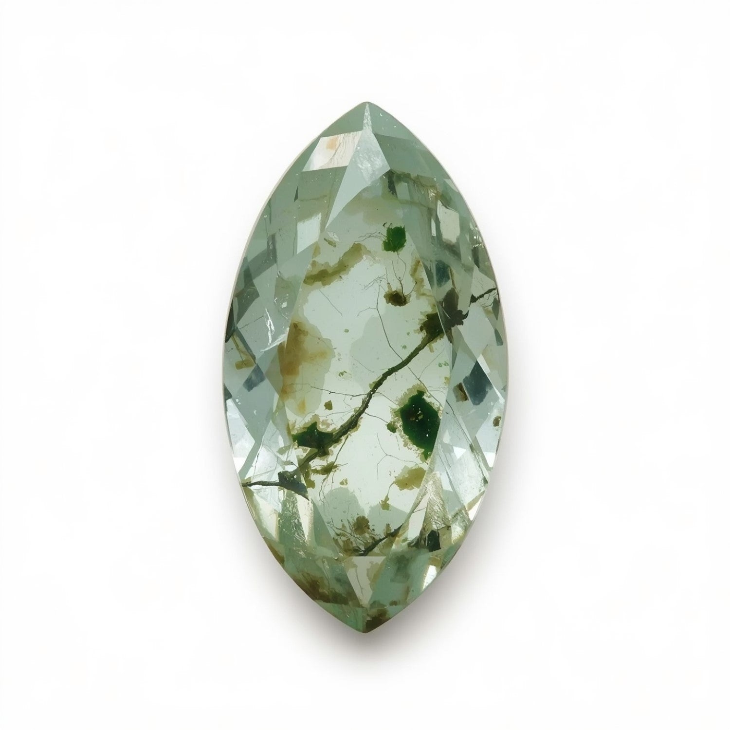 Moss Agate 1PC Large 8x16 MM Marquise Faceted Green Superior Semi Precious Gems