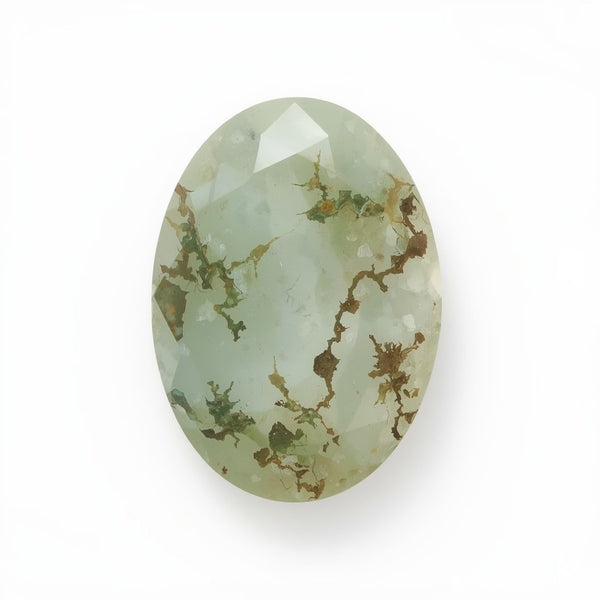 Moss Agate 1PC Large 10x12 MM Oval Faceted Green Luster Semi Precious Loose Gemstones