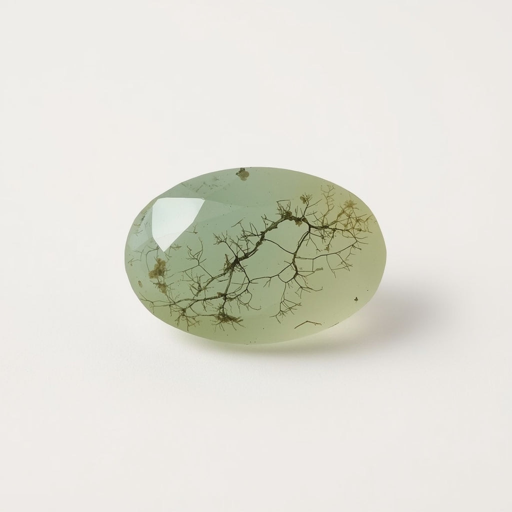 Moss Agate 1PC Large 10x14 MM Oval Faceted Green Lustrous Semi Precious Gems