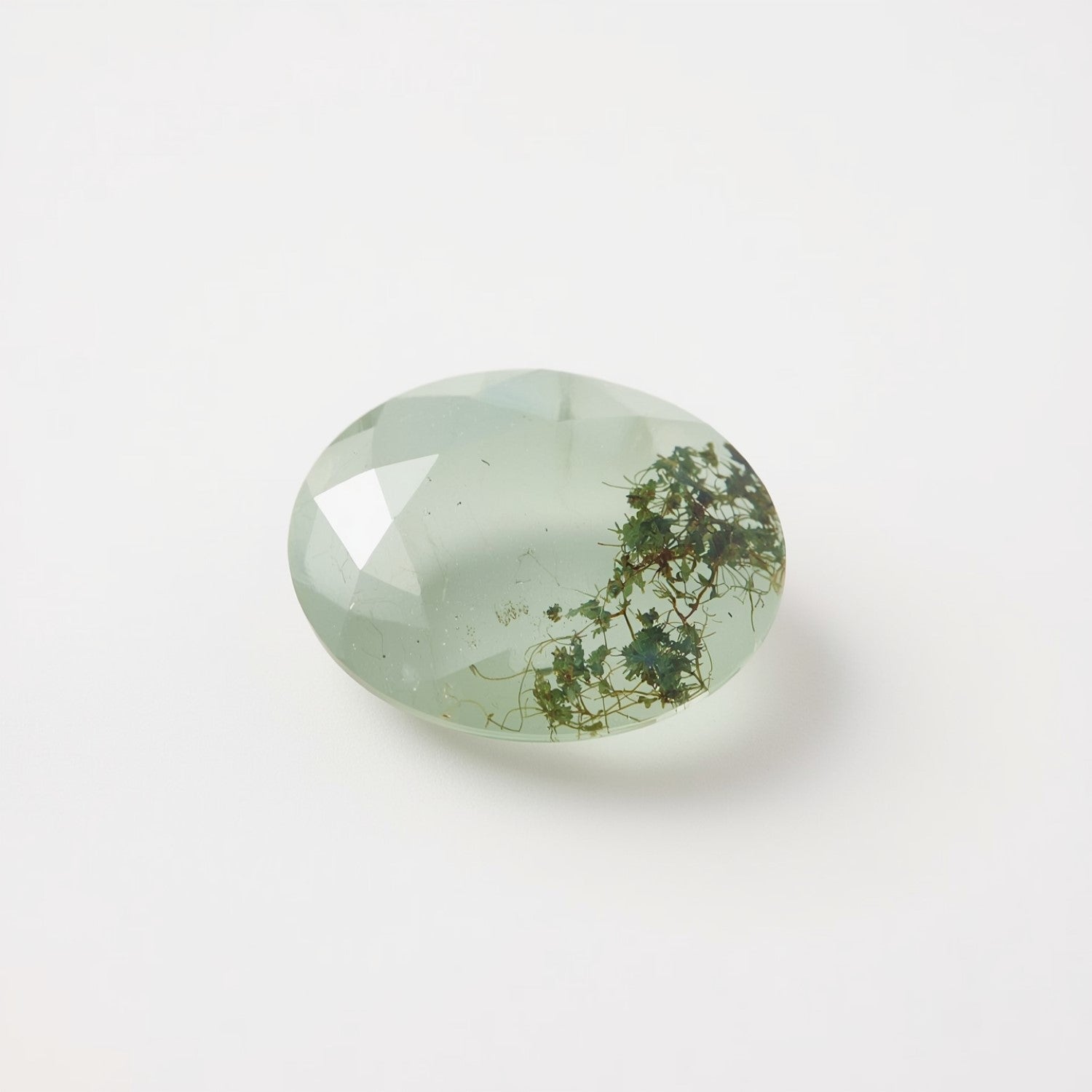 Moss Agate 1PC Small 6x8 MM Oval Faceted Green Superior Semi Precious Gems メイン画像