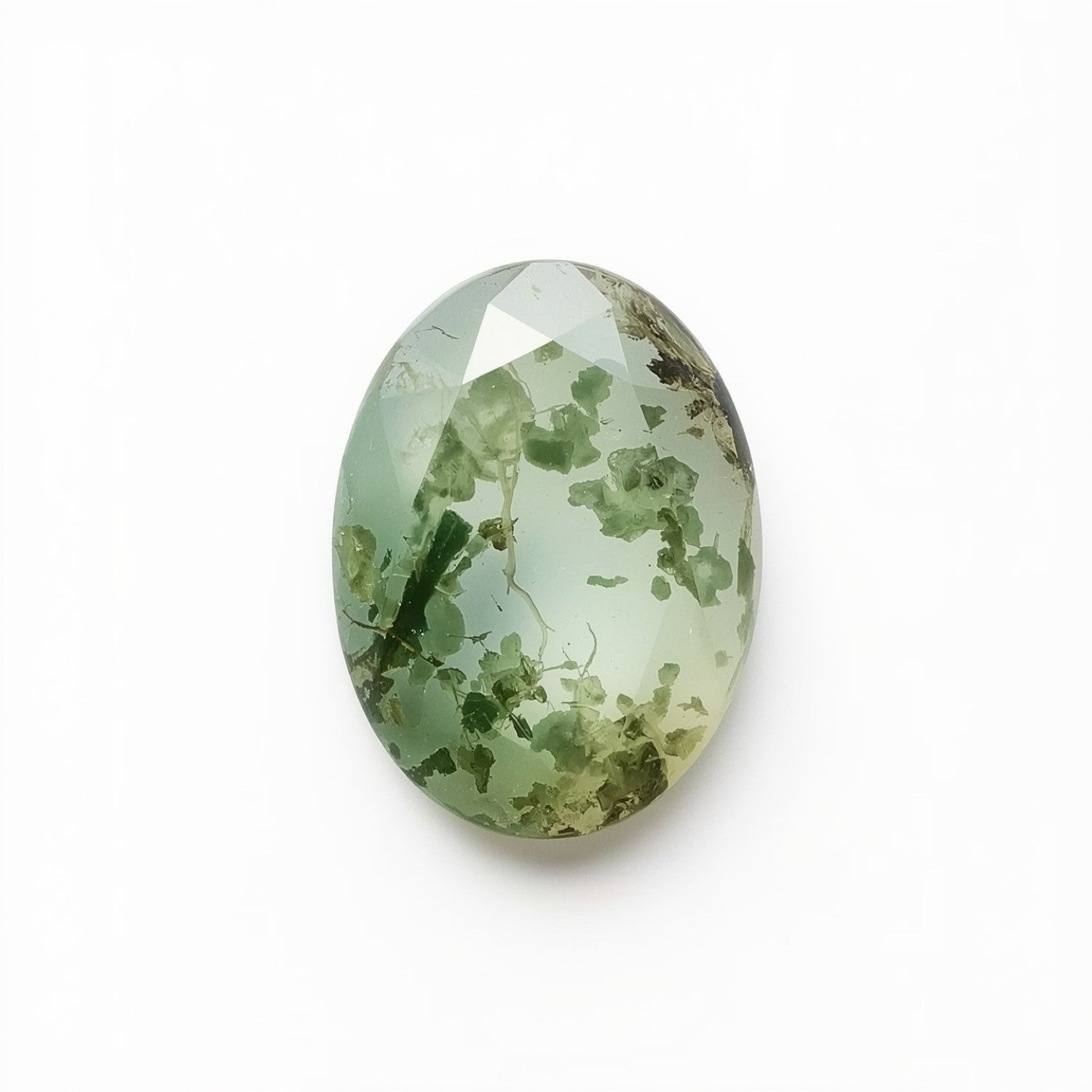 Moss Agate 1PC Large 8x12 MM Oval Faceted Green Splendid Semi Precious Loose Gemstone Immagine secondaria del prodotto