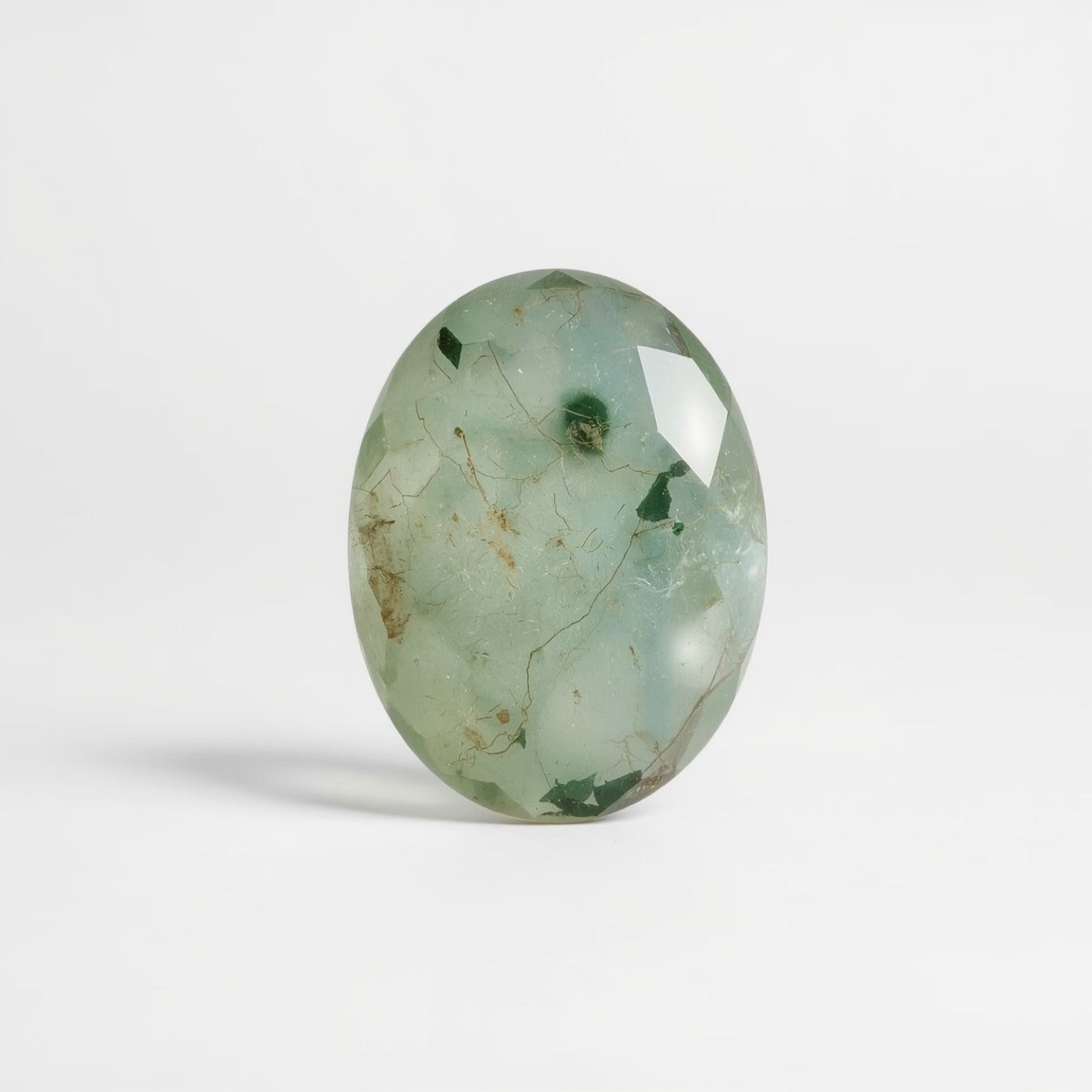 Moss Agate 1PC Large 9x11 MM Oval Faceted Green Polished Semi Precious Loose Gems